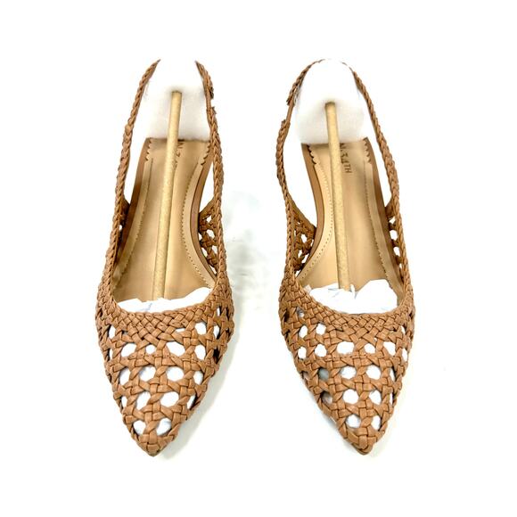 On 34th Monikaa Pointed-Toe Slingback Pumps Heels Size 6M Walnut Woven NWT / BOX - Picture 3 of 8